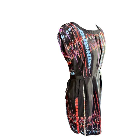 Be Bop Womens Sleeveless Black Multicolor Dress With Back Zipper & Tie Belt - Picture 4 of 10